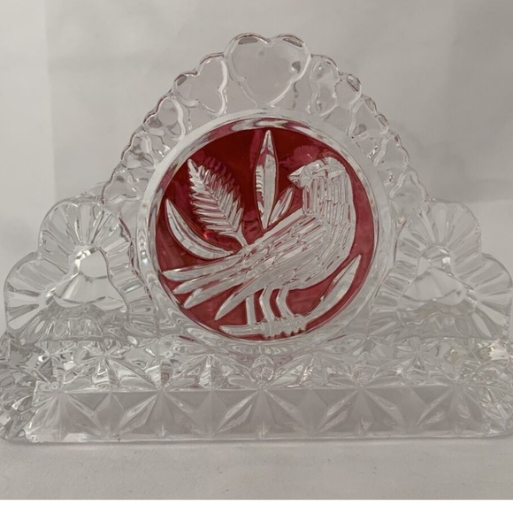 HOFBAUER Byrdes Crystal Napkin Letter Holder Circa 1950s made in Germany - Picture 9 of 14